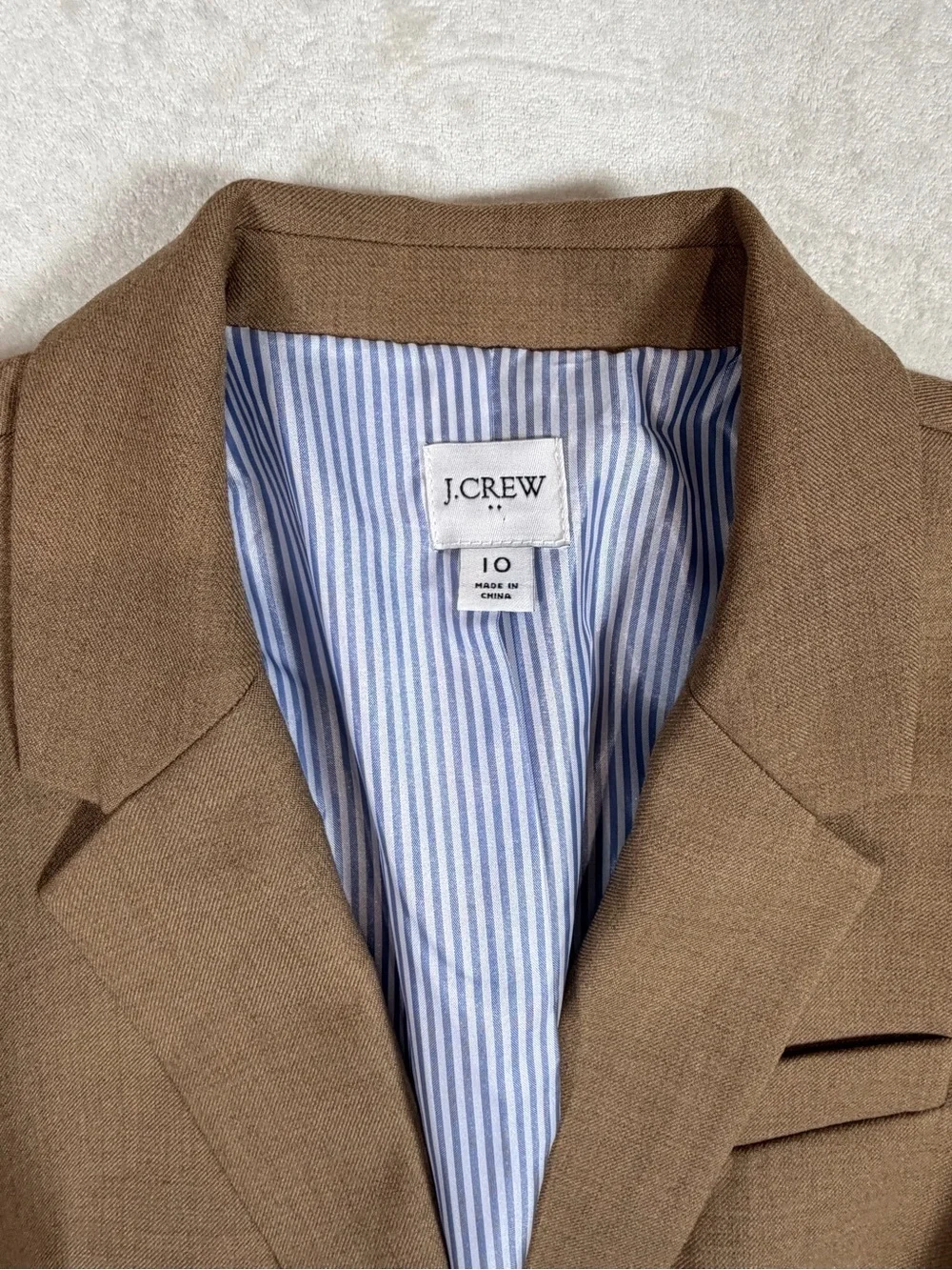 J. Crew Women's Gold Button Size 10 Wool Blend Camel Brown Tailored Blazer